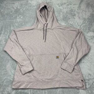 Carhartt Hoodie Youth XL (16/18) Gray Relaxed Fit Slit Drawstring Logo Pullover